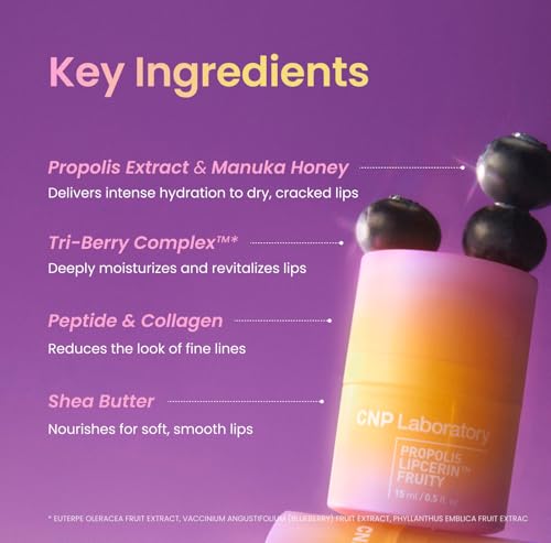 CNP Honey Lip Butter - Propolis Lipcerin⢠Berry, Hydrating Overnight Manuka Lip Balm & Mask, 12hrs Long-lasting Moisture, Gifts for Women, Korean Skin Care, 0.5 fl.oz. - Image 4