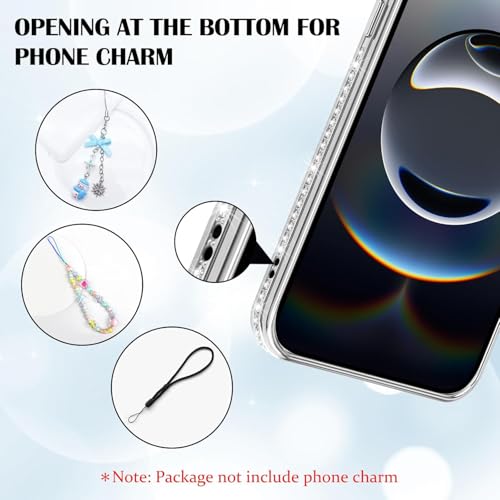Image of DIZORO Compatible with (iPhone 17e /iPhone 16e Case) Clear Luxury Diamond Glitter Case |Camera Lens Protector with Glitter Ring |Glossy Shiny Back Cover Case for Girls Women -Silver