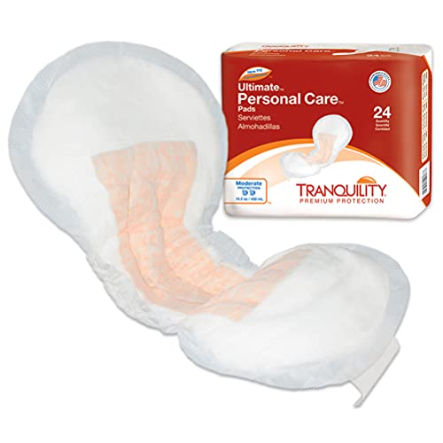 Tranquility Incontinence Personal Care Pads, Ultimate Absorbency, Promote Dryness And Protect Against Leakage, Soft Lining& Adhesive Strip For Secure Fit In Underwear, 15.2Oz Capacity, 96Ct Case #TOP1