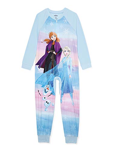 Girl's Disney Frozen 2 One Piece Flannel Blanket Sleeper, (Size X-Small 4/5, Blue)