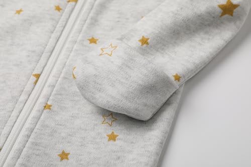 Image of O2Baby Baby Boys Girls Organic Cotton Zip-Front Sleeper Pajamas, Footed Sleep 'n Play