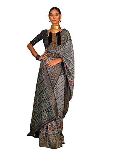 Sari indien en soie noire pour mariages traditionnels et soirées à thème