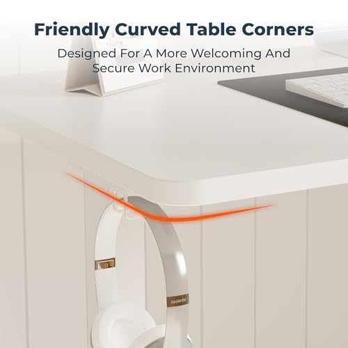 Image of Adjustable Stand Up Desk with Memory Preset, 55 x 24 Inch Standing Desks Electric Desk for Home Office with Splice Board (White)