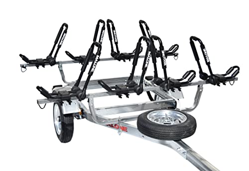 Malone MPG462G2 MicroSport 4 Kayak Trailer with 4 J-Rack Kayak Carriers & Spare Tire | 20' / 800 lbs Capacity | Fully Submersible | Marine Grade Galvanized Steel Construction