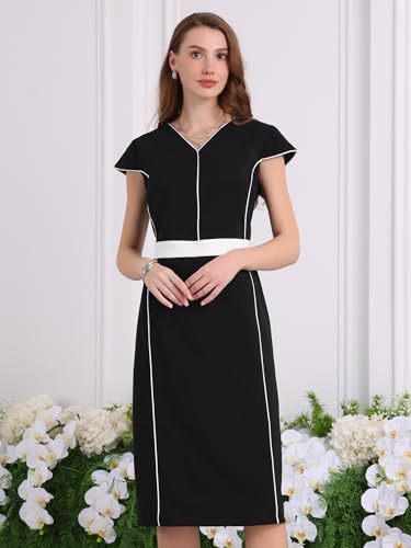 Women's Formal Dresses Knee Length Work Cap Sleeve Sheath Dress2