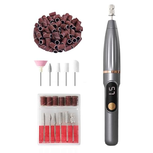 Torno Para Uñas Profesional Torno Uñas Cortauñas Electrico Adultos Pies Alicate cortauñas Alicates uñas pies Corta uñas adulto Mango largo Kit Recargable Portátil 15.000 Rpm (grey,20x145 mm)