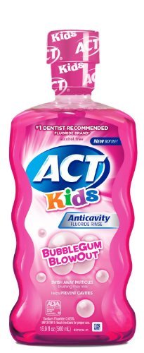 ACT Kids Anticavity Fluoride Mouthwash, Bubble Gum Blow Out 16.9 oz. (Pack of 6) by ACT
