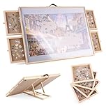 Ruication Jigsaw Puzzle Board Folding Tilting Puzzle Table Wooden Jigsaw Board Non-Slip Mat Surface for 1000 pieces 4 Sliding Drawers Storage System For Adults Gift