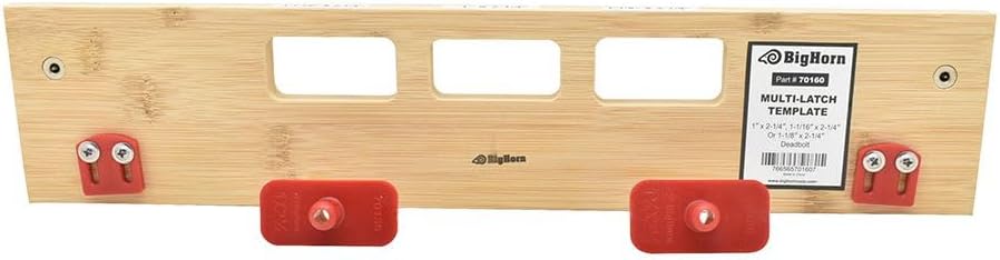 Big Horn 70160 Multi-Latch 3-Pocket Door Edge Mortising Template – Bamboo Router Jig for Latch and Deadbolt Installation, Fits 1", 1-1/16" and 1-1/8" × 2-1/4" Mortises