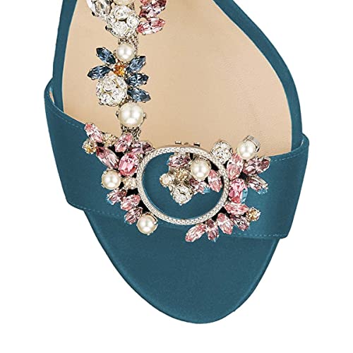 XYD Women T-Strap Bejeweled Crystal Sandals Open Toe Evening High Heels Stilettos Rhinestones Pumps Shoes4