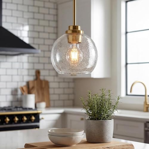 Image of 2 Pack Clear Seeded Glass Shades, Globe Lampshades Replacements 1.65 In Fitter 7.5 In Diameter Transparent Bubble Glass Lamp Shades Covers for Light Fixtures with Chandelier Wall Sconces Pendants