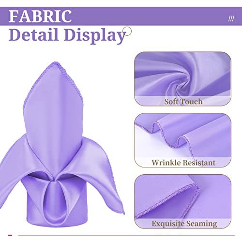 Lavender Satin Napkins 40 Pcs Satin Cloth Napkins Square 20" Soft Smooth Fabric Table Napkins Washable Cloth Napkins For Weddings Parties Holiday Dinner Thanksgiving Christmas (Lavender) #TOP2