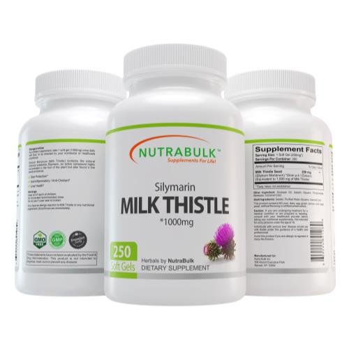 NutraBulk Milk Thistle -1000mg Soft Gels 250 Count