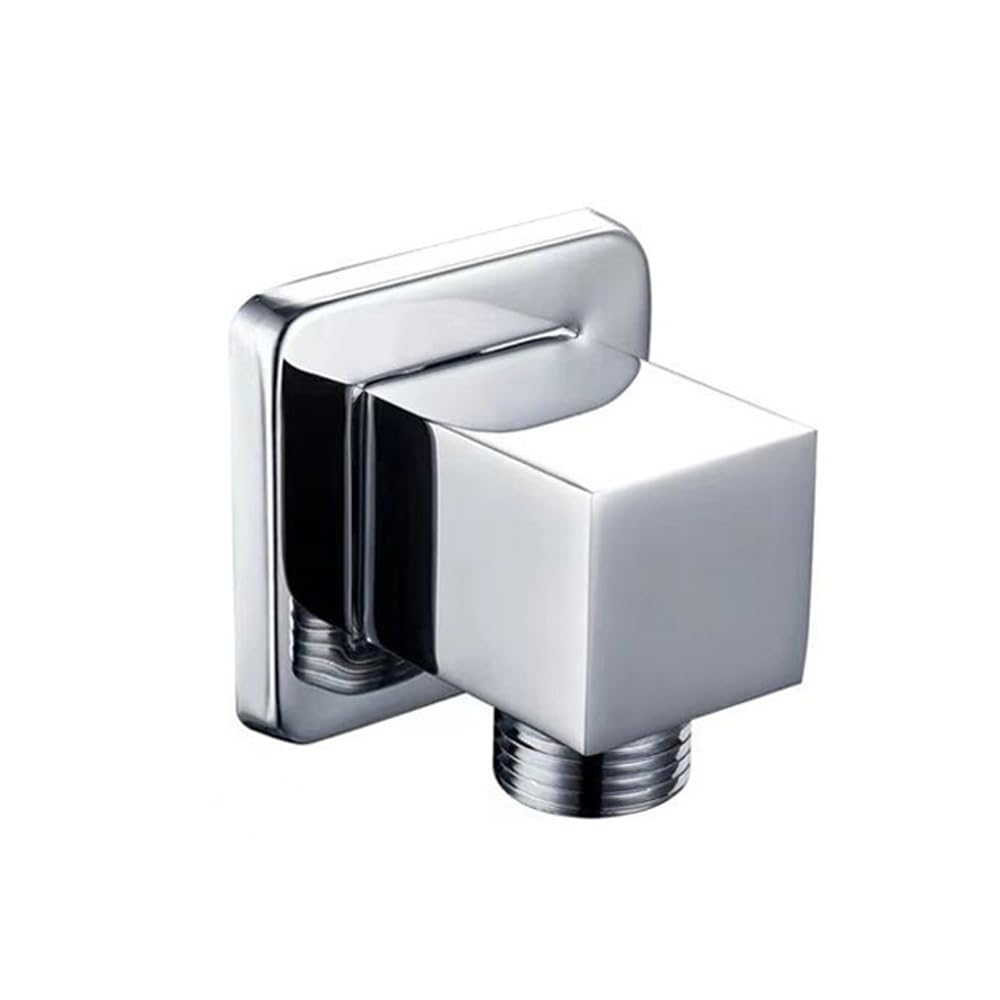 Silver Hand Shower Wall Outlet Elbow, G1/2 Inch Handheld Shower Hose Connector Square Water Outlet Fitting for Home, Hotel, Bathroom