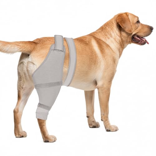 Dog Rear Leg Sleeve to Prevent Licking - Comfortable Recovery Sleeve for Back Hind Leg, Wound Recovery After Surgery for Torn ACL/CCL TPLO, Cone Alternative,Upgraded Threaded Opening (Light Grey)