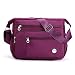 Waterproof Nylon Shoulder Crossbody Bags - Adjustable Shoulder Strap Handbag Multiple Zippered Elastic Pockets with Organizer fors Wallet, Passport, Boarding Pass, Water Resistant ( Pureple ,Large)