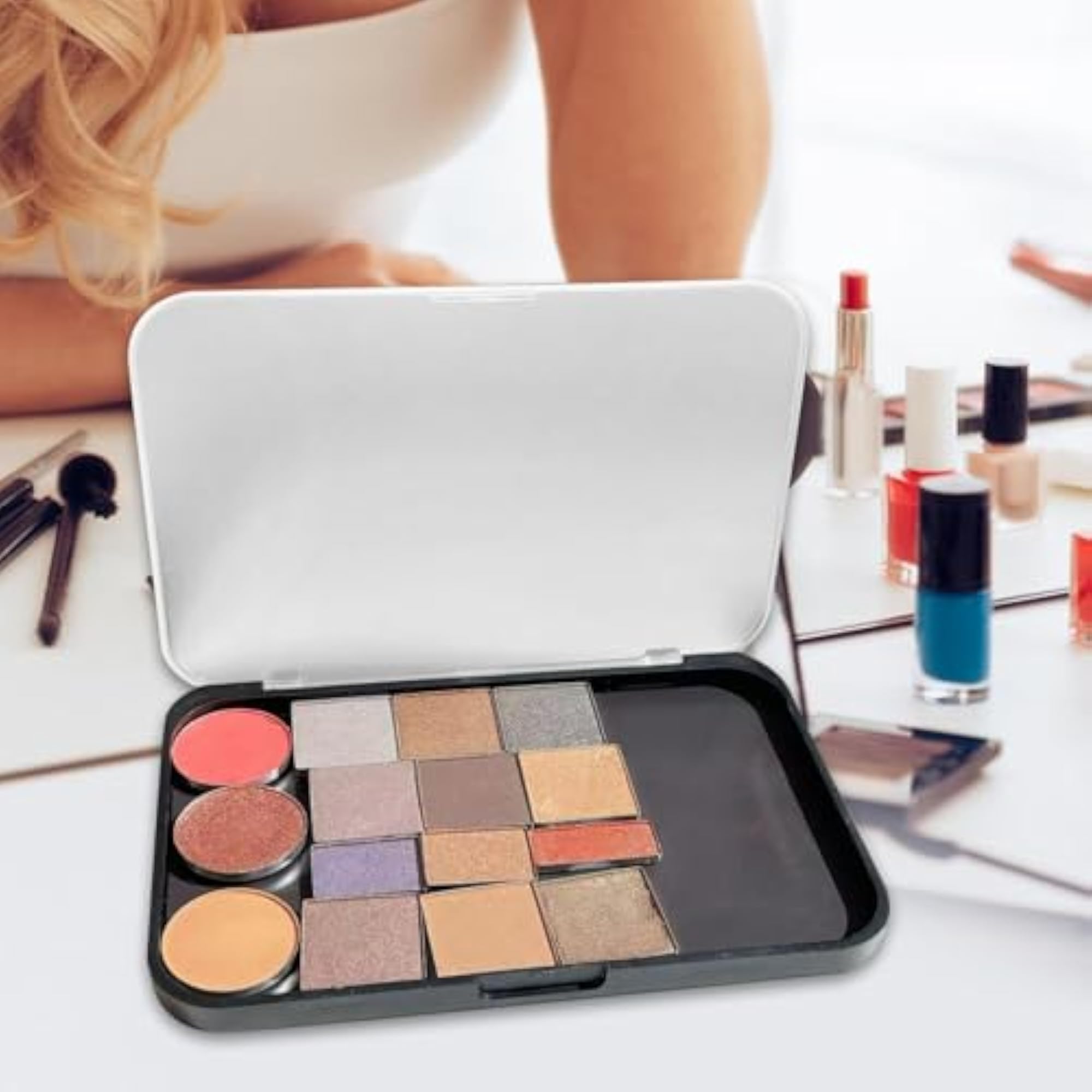 Magnetic Empty Makeup Palette Organizer, Frosted Clear Top