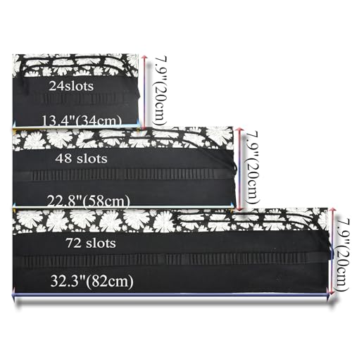 Image of Snowflake Pattern Canvas Pencil Case Roll Wrap Holders Roll Up Pencil Bag for Artist Adult Coloring Travel Storage OrganizersWith 24 Slots (Ice snow)