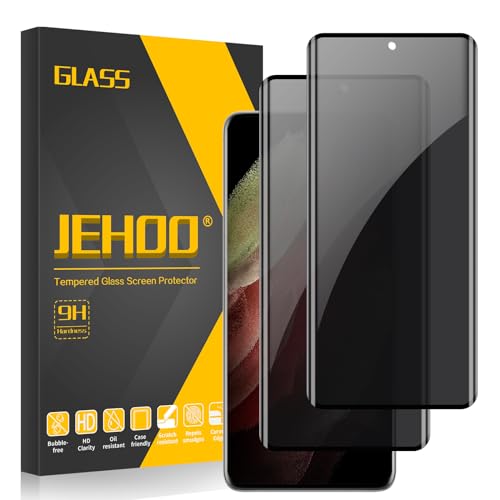[2 Pack] JEHOO for Samsung Galaxy S21 Ultra 5G Privacy Screen Protector 6.8-Inch 9H Tempered Glass Film Bubble Free Case Friendly Scratch Resistant Easy InstallationDoesnt Support Fingerprint Sensor