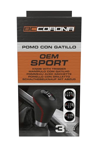 Bc Corona 1 Pommello Leva Corto 27Mm Modelo Sport Pomello Cambio Leva Auto En Pelle Colore Nero/Rosso - 10