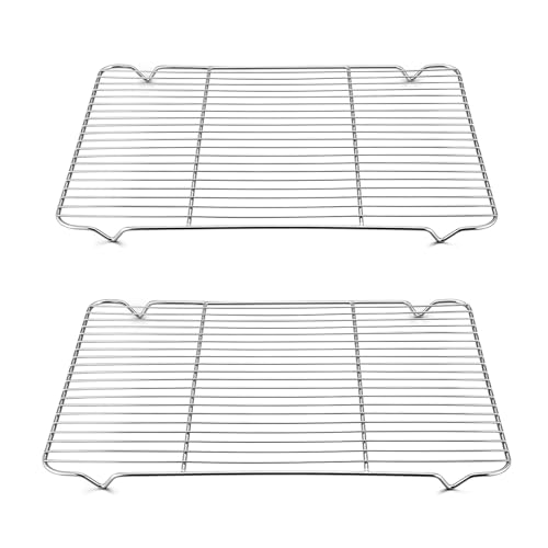 TeamFar Cooling Rack, 16.6” x 11.45” Stainless Steel Wire Baking Rack for Cooking Roasting Grilling, Fit for Oven Pan, Oven & Dishwasher Safe, Non-toxic & Heavy-Duty, 2PCS