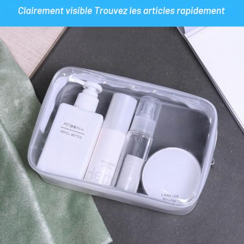 Trousse de Toilette Transparente, 4 Pièces pour Voyage, Pochette Convient pour les Vacances, la Salle de Bain, les Serviettes (Deux Grands et Deux Petits) – vue 5