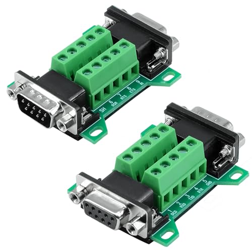 CEMYDEYO 2 unidades DB9 Género Changer Macho a Hembra Breakout Board,RS232 D SUB Serial to 9 Pin Port Terminal Adapter Module (2 unidades DB9 macho a hembra)