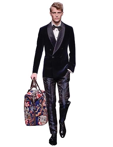 Blazer en velours homme double boutonnage veste dîner chic col châle Ulnomio
