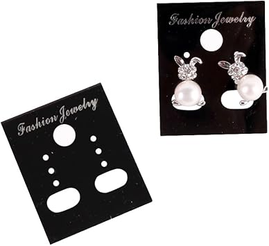200 Pcs Plastic Earring Display Cards Ear Stud Holder Cards Hanging Earring Cards Earring Studs Packaging Card for Jewelry Selling Black