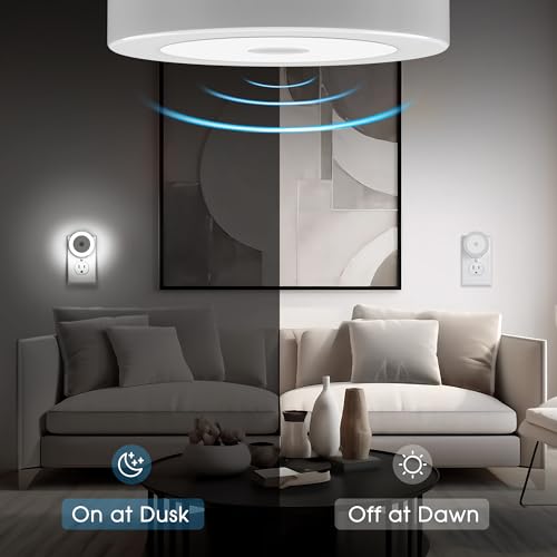 Image of Briignite LED Baby Night Lights Plug into Wall [2 Pack] Light Sensors | LED Night Light for Kids Room, Baby Night Light, Bathroom Night Light, Stair Lights, Hallway Light, White