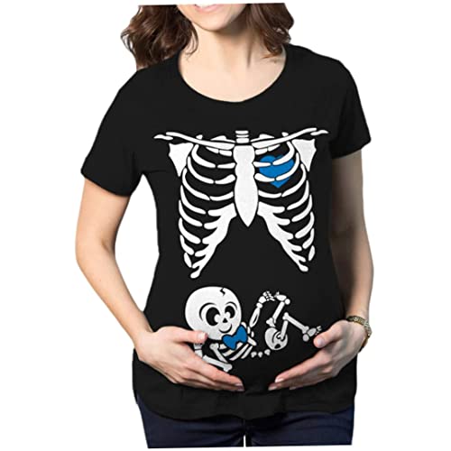 Jorzer Camisetas de Embarazo de Halloween Camiseta Impresa de Dibujos Animados