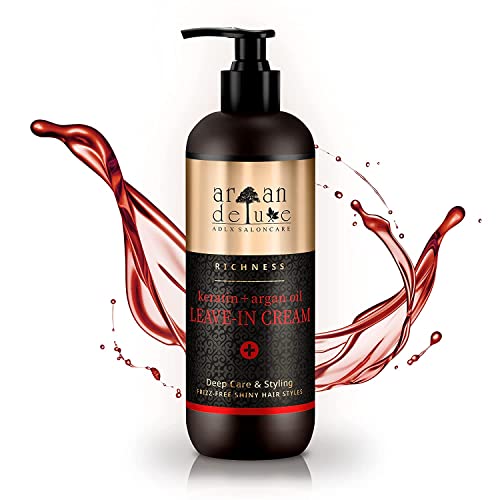 Tratamiento de queratina sin enjuague para el cuidado y estilo del cabello de Argán Deluxe de peluquería 300 ml