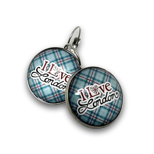 boucles d’oreilles argentées, cabochon en verre, parure 