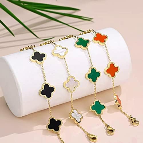 Bracelets Fashion for Women Girls Adjustable Bracelet Cute Plated 18K Gold Lucky Clover Bracelets Womens Girls Mother's Day Gift Jewelry 6 Bracelets Fashion for Women Girls Adjustable Bracelet Cute Plated 18K Gold Lucky Clover Bracelets Womens Girls Mother's Day Gift Jewelry