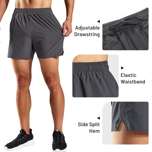 Image of Haimont 5 Inch Mens Dry Fit Running Athletic Shorts with Pockets, Water Resistant Lightweight Gym Workout Exercise Shorts