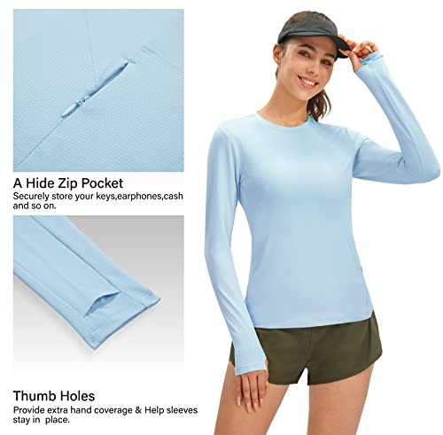 Persit Long Sleeve Workout Shirts For Women Uv Protection Athletic Hiking Spf Upf 50 Sun Shirt Running Fishing Yoga Tops-Blue-M #TOP4