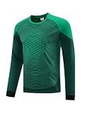 Eandarui Camiseta de portero para hombre, acolchada, manga larga, camiseta de entrenamiento, patchwrok, camiseta de compresión, camiseta deportiva, corte ajustado, ropa deportiva, Verde A., XL