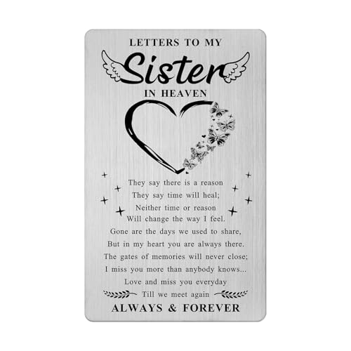 ENGZHI Gedenkgeschenk Für Schwester – Trauerkarte „A Letter From Sister In Heaven“ In Schwarzer Metall‑Optik