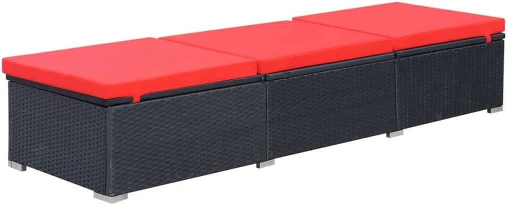 Sun Lounger with Cushion,Outdoor Lounge Chairs,Outdoor Daybed,Garden Sunlounger,Sun Lounge Bed,Sunbathing Recliner,Easy to Assemble,Both Sides Adjustable,for Beach,Patio,Backyard, Poly Rattan Black