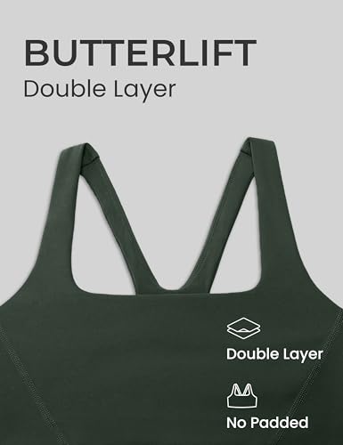 Image of CRZ YOGA Butterlift Square Neck Sports Bras | Double Lined, Light Support, Non Padded, Yoga, Buttery Soft, V-Shaped Racerback, for Women