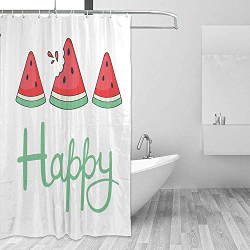 Rideau de douche pastèque rouge 168x183 cm en polyester lavable - 5