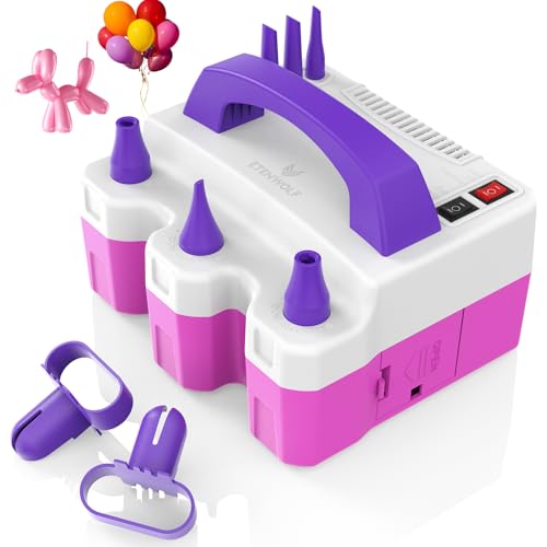 ETENWOLF P600 Electric Balloon Pump for All Balloons with 3 Nozzles 110V 600W Balloon Blower for Party Metalic Latex 260q Foil Balloons, Balloon Inflator for Birthday Decorations