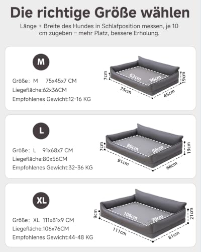 Wasserdicht Orthopädisches Hundebett,Kunstleder Hundekorb,91x68 cm,Grau – Ansicht 8