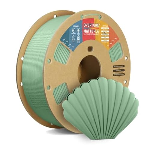 OVERTURE Matte PLA 3D Printer Filament 1.75mm, Matt Surface & Low Warping Filament 1kg Spool (2.2 lbs), Accuracy +/- 0.02 mm, Fit Most FDM Printers (Matte Light Green)