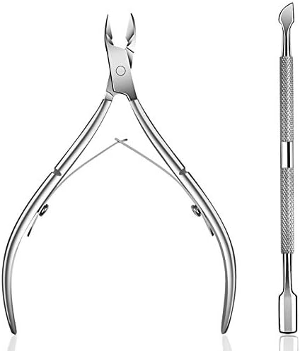 Ejiubas Cuticle Pusher Cuticle Nipper Stainless Steel Cuticle Trimmer Cuticle Remover Tool Set for Fingernails and Toenails Pedicure Manicure Tools Silver Christmas