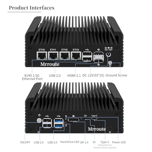 Image of Alder Lake-N i3-N305 8C /8T Fanless Mini Router,No RAM No SSD,DDR5,4X i226-V Lans,2X HDMI&DP&Type-C, 3 Screens Display Mini Desktop Computer