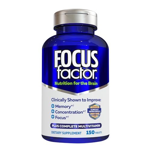 Focus Factor Nutrition for The Brain Improved Memory & Concentration Brain Supplement 150 Count 1 Pack (10407)