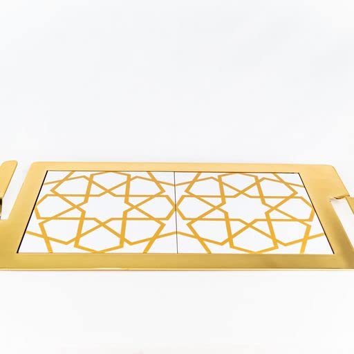 MUSARI/KUTHAYA serving tray with ceramic TK-01 (Gold)