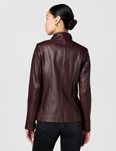 Image of Cole Haan Women's Leather Wing Collared Jacket (Standard and Plus Size)