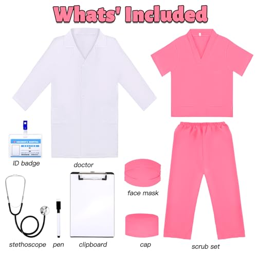 Liberry Doctor Costume for Kids, Toddler Doctor Dress Up Clothes with Real Stethoscope, Career Day Role Play Gift for Girls